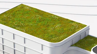 En arkitekttegnet bygning med Green Roof Solution